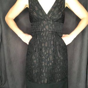BCBG- Black/Brown Lepord Pattern Work Dress